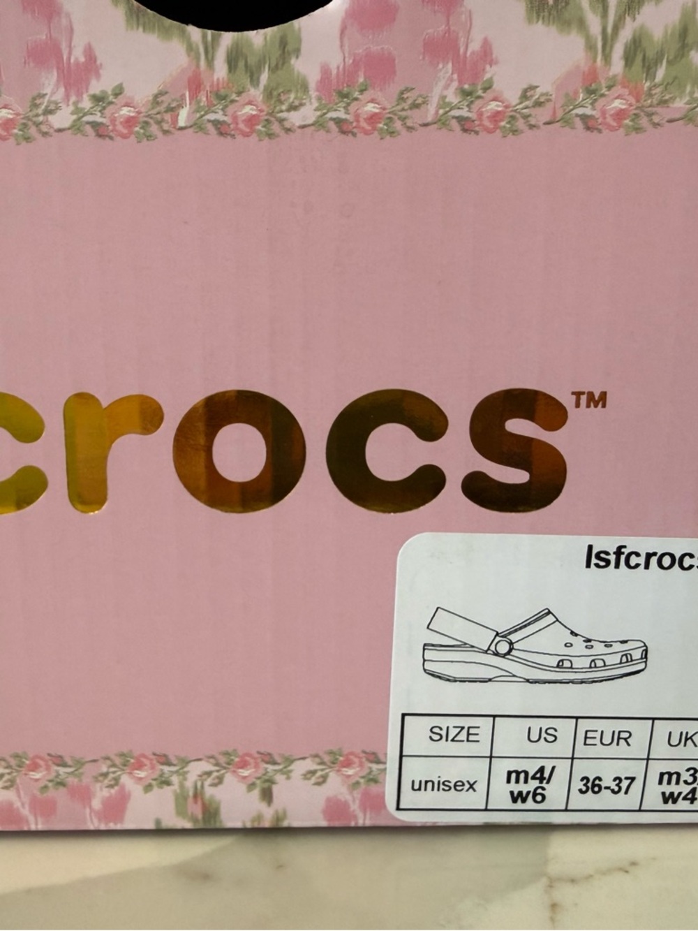CROCS Pink Floral Kids Clog with Charms - Picture 5 of 5